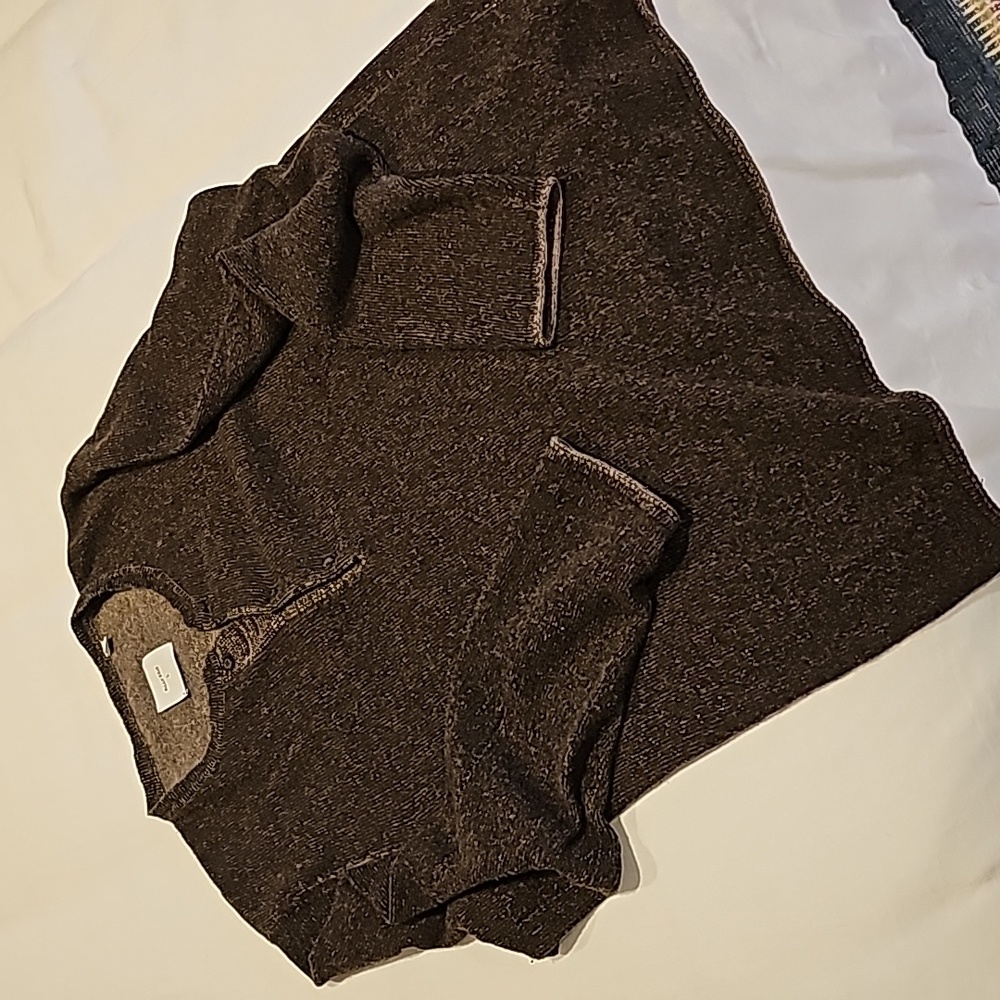 Billy Reid Wool Blend Brown Half Button sweater in Large